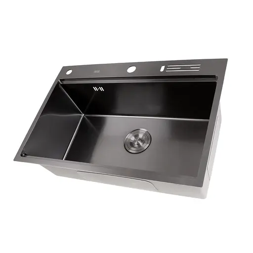 Кухонна мийка з нержавіючої сталі чорна з PVD покриттям мультифункціональна Nett NB-7048, Чорний - фото 3