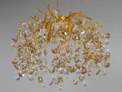 Елітна кришталева люстра з гілочками, алюмінієвий каркас, золото - фото 3