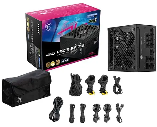 Блок живлення MSI MPG 1000W PCIE5 ATX 3.1 80+ Gold (MPG A1000GS PCIE5) - фото 5