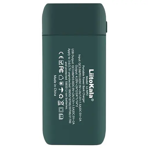 Зарядний пристрій-павербанк LiitoKala Lii-MP2  на 2 канали для акумуляторів, зелений - фото 7