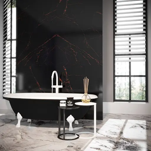 Ванна отдельностоящая матовая Amdcon Olmpa 180x90 черная из литого камня белые ножки OLMPA_180_nzhk_BLACK_MAT Черный матовый - фото 4