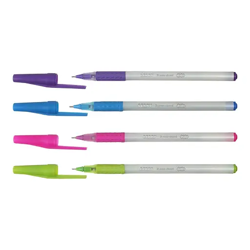 Ручка масляная, 0.5 мм, синяя, с грипом, белый перламутровый корпус, KIDS Line, 50 шт.