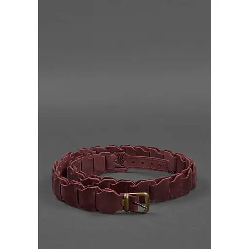 Женский кожаный бохо-ремень BlankNot бордовый - фото 4