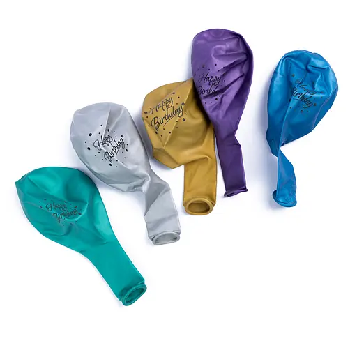 Шарик воздушный латексный с принтом (30 см, 5 шт.) металлик С Днем Рождения 2, IDEA7-PB-21 - фото 3