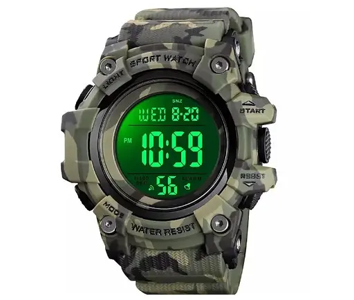 Годинник чоловічий спортивний Skmei 1552 Зелений камуфляж - фото 5