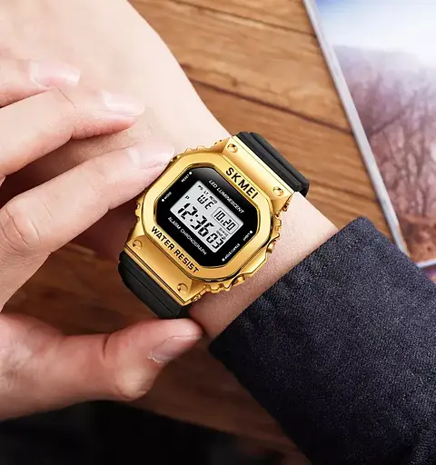 Чоловічий наручний спортивний годинник Skmei 1851 Золотистий - фото 6