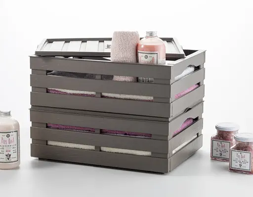 Ящик для хранения Tina Box с крышкой 41x31x15h серо-бежевый - фото 4