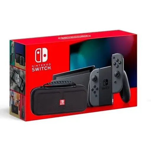 Ігрова консоль Nintendo Switch Gray (Upgraded version) + Чохол Deluxe Travel Case (Black) + Захисне скло