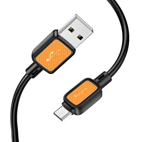 Кабель Hoco X108 Benefit silicone charging data cable Micro 2,4A/1 м черный - фото 1