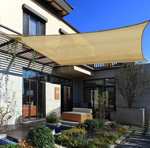 Тент навіс затіняючий квадратний 5х5м Сітка (Бежевий) - фото 8