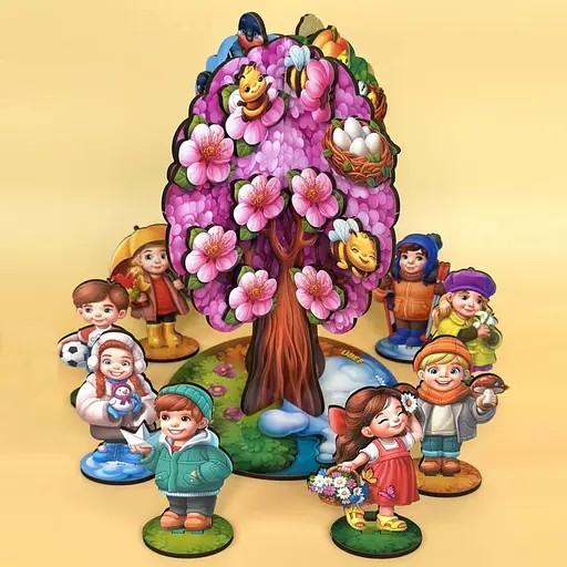 Детская настольная игра "Времена года абрикоса" (ПСД295) PSD295 деревянная - фото 5