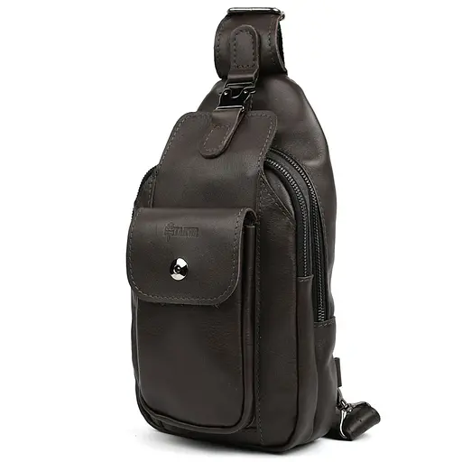 Модный рюкзак слинг на одну шлейку коричневый TARWA 17х7х33.5 см sum0028455 - фото 1