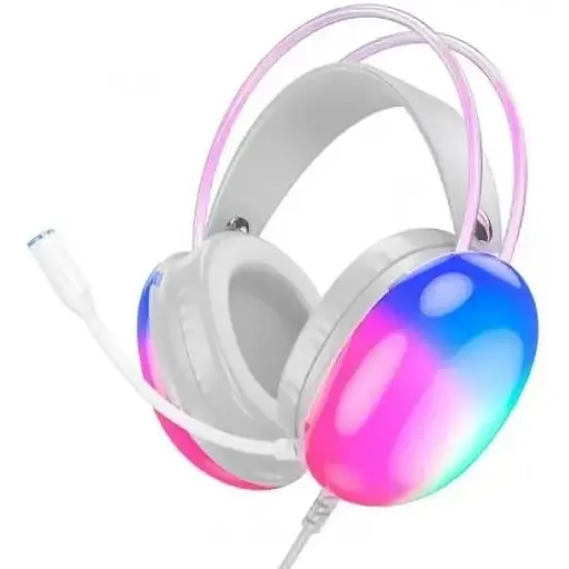 Наушники Hoco W109 Plus Rich, USB, 2m, LED, 7.1 channel gaming headphones WHITE