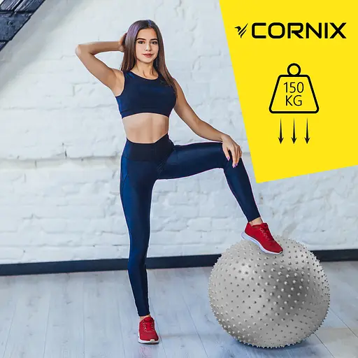 Мяч для фитнеса (фитбол) Cornix 55 см массажный Anti-Burst Silver XR-0471 - фото 10