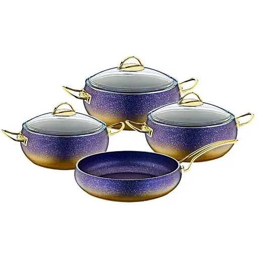 Набір каструль O.M.S. Collection 3023 з гранітним покриттям 7 предметів Синій (Туреччина) - фото 1