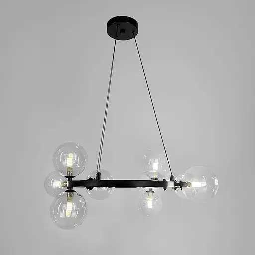 Кольцевая черная люстра с 9 прозрачными плафонами Ø 60 см Line F | Ст. BM62/9 BK+CL - фото 5