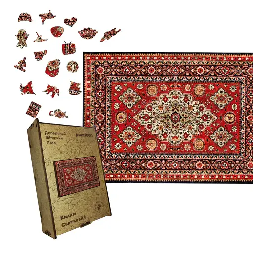 Деревянный пазл Праздничный Ковер, А5, Картонная коробка 35 элементов
