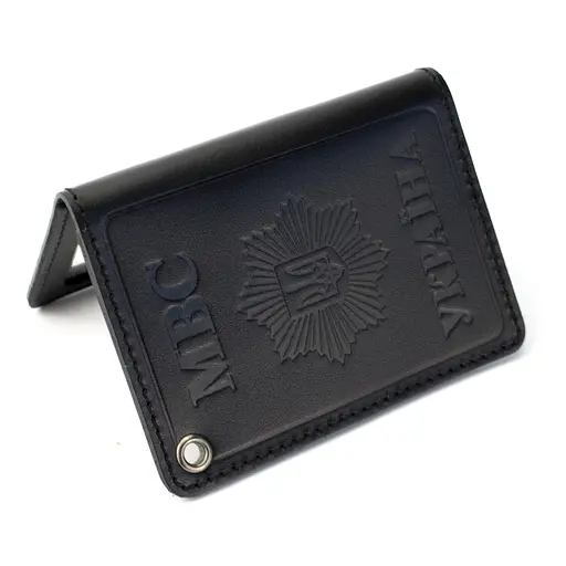 Обложка на удостоверение МВС Украины кожаная черная - фото 4