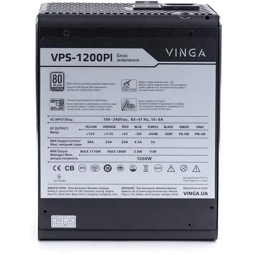 Блок живлення Vinga 80 Plus Platinum 1200W (VPS-1200Pl) Б/в - фото 6