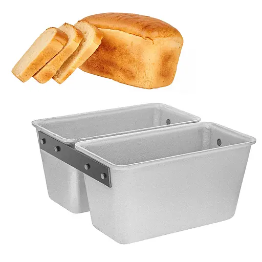 Форма подвійна хлібна для випікання стандартного "соціального" хліба цеглинки Л7 алюміній, Хлібпром 81365 - фото 1