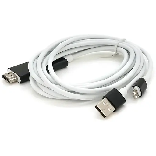 Конвертер MHL Lighting (папа) + USB (папа) => HDMI(папа) 1.8м, White, 4K/2K, BOX