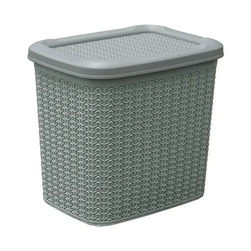 Корзина Ucsan Plastik KNIT прямокутна з кришкою сiрий металiк 10 л (86008.2)