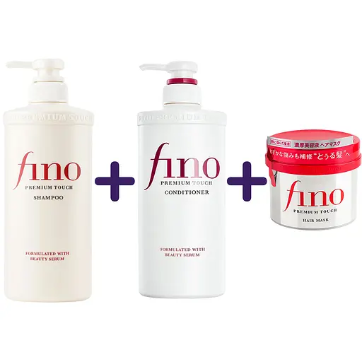 Набір Shiseido Fino Premium Touch: шампунь 550 мл + кондиціонер для волосся   550 мл + маска  для пошкодженого волосся 230 г