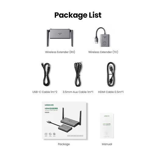 Безпровідний подовжувач UGREEN CM506 Wireless HDMI Extender Transmitter and Receiver 50m(UGR-50633A) - фото 13