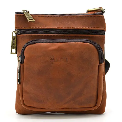 Кожаная мужская сумка через плечо TARWA 19х17х5 см sum0025703 - фото 5