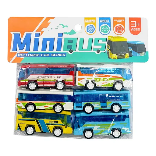 Детский набор инерционных автобусов YG Toys HET-057, 6 штук в пакете - фото 1