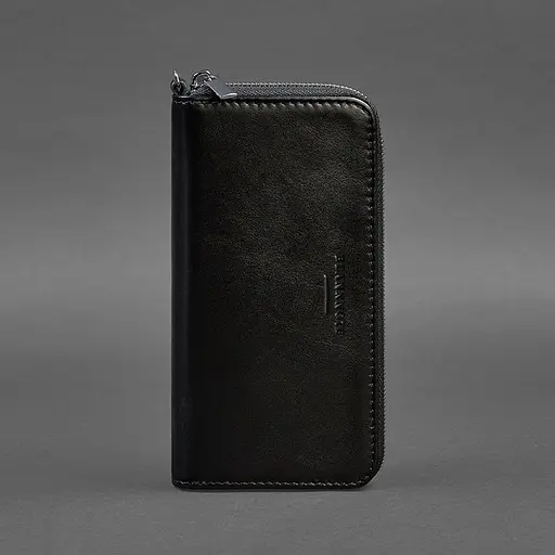 Кожаный портмоне на молнии 6.1 Черный - фото 6