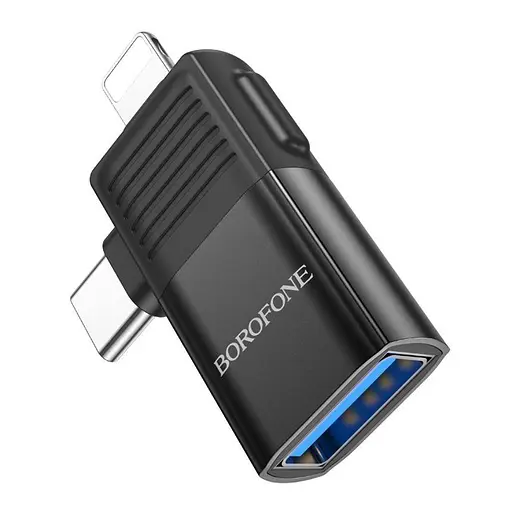 Перехідник Borofone BV18 2 в 1 iP male/Type-C male to USB female USB 2.0 - фото 6