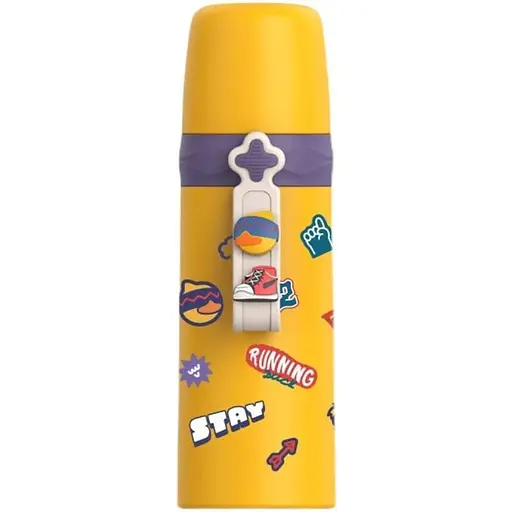 Термос дитячий Happy Day 350 мл з нержавіючої сталі з колбою для сублімації yellow - фото 2