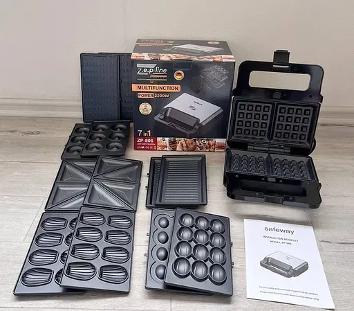 Мультимейкер Zepline ZP-806 7в1 зі знімними формами 2200Вт Чорний/Сталь - фото 6