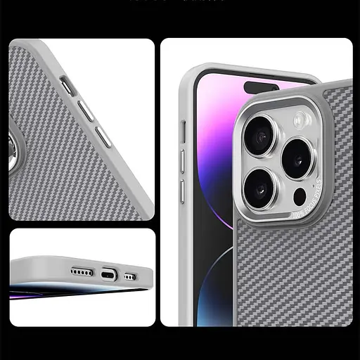 Чохол Epik TPU+PC Carbon Mirage with MagSafe для Apple iPhone 15 Pro Max 6.7 Grey - фото 4