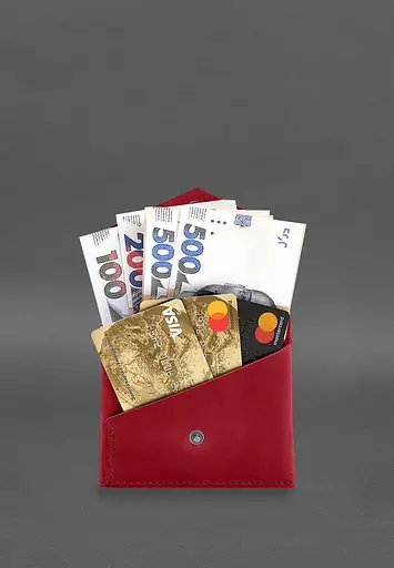 Кожаный кошелек mini 3.0 (кард-кейс) коралловый Crazy Horse - фото 5