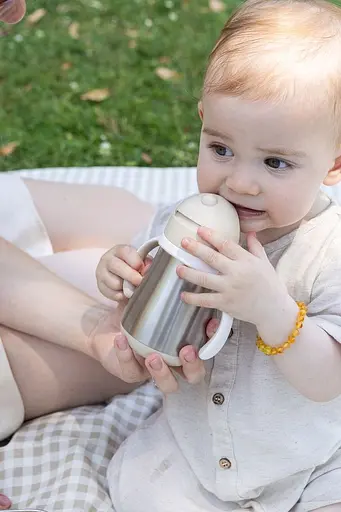 Поїльник Beaba з трубочкою металевий 250 мл бежевий (913633) - фото 5