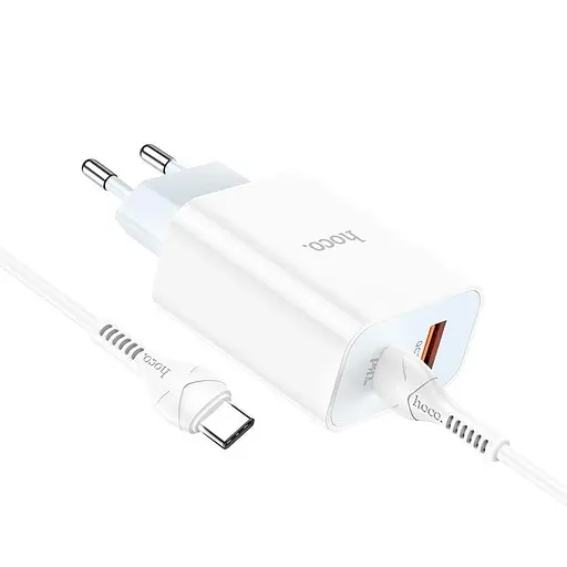Блок зарядное устройство Hoco C97A на 2 порта 1 USB + 1Type-C 20 W с кабелем Type-C to Type-C - фото 7
