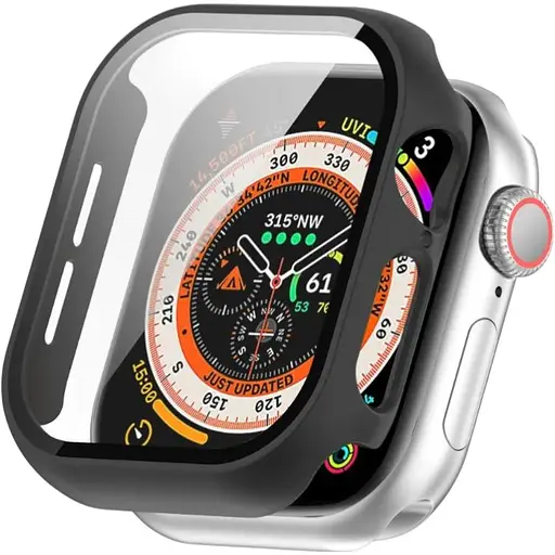 Чохол-накладка DK для Apple Watch 42mm (Series 10) Пластик Soft-Touch Glass Full Cover (black)