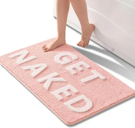 Ультрамягкий коврик для ванной Aquarius микрофибра с антискользящим резиновым основанием 50х80 см Розовый с белым