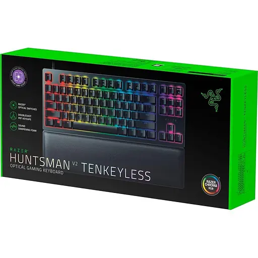Клавіатура Razer Huntsman V2 TKL Purple Clicky Optical Switch USB Black (RZ03-03941400-R3R1) - фото 5