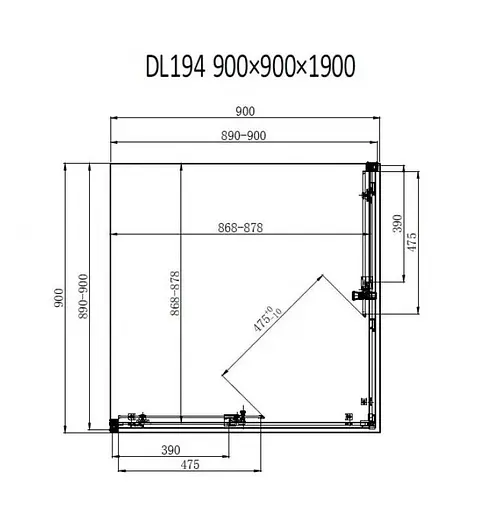 Душевая кабина Dusel DL194 Chrome 90x90, Универсальная, прозрачная, хром, 90x90 - фото 2