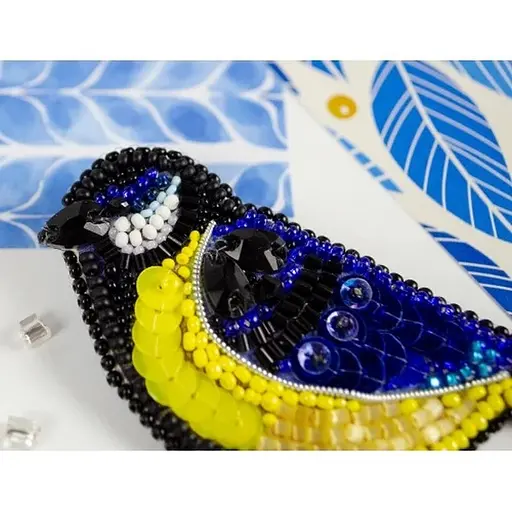 Набір для вишивання бісером прикраси "Прудка синичка" AD-232 на натуральному полотні - фото 4