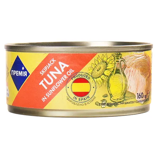 Уценка. Тунец Премія полосатый в подсолнечном масле 160 г (882309) - фото 2