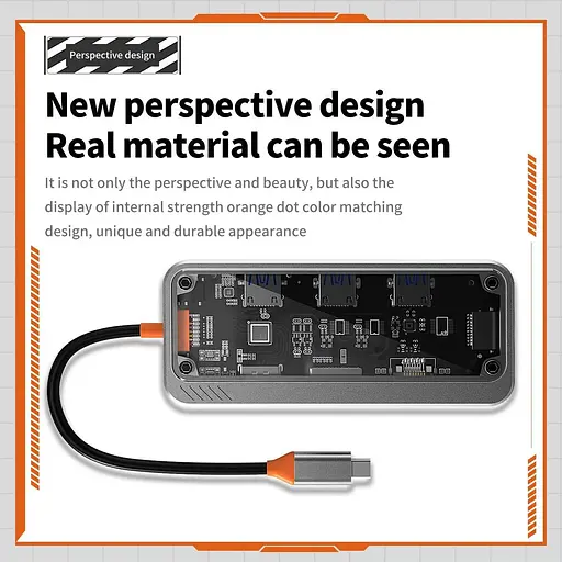 USB type C HUB 10 in 1 PD100W 4K 30 Гц RJ45 USB 3.0 10 Гб/с - фото 5