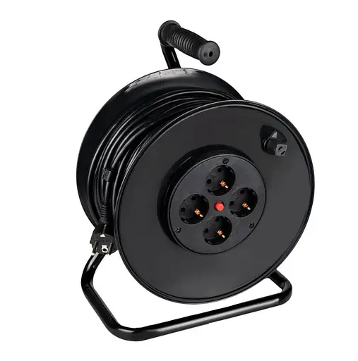 Сетевой удлинитель на катушке LogicPower LP50, ПВС 3x1,5, 4 гнезда с заземляющим контактом до 3.5 кВт 50 м - фото 1