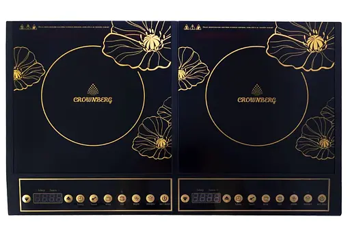 Плита двухкомфорочная электрическая кухонная Crownberg Cb-1328 настольная индукционная 2000 W - фото 1