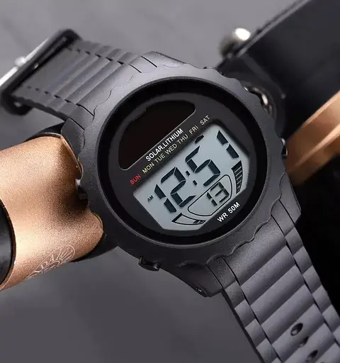 Мужские наручные часы Skmei 1585 с солнечной панелью (Черные) - фото 6