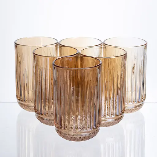 Набір склянок із товстого скла 6 штук по 400 мл бурштиновий HP-19-247 склянка прозора для напоїв Yiwu HP-19-247 - фото 1