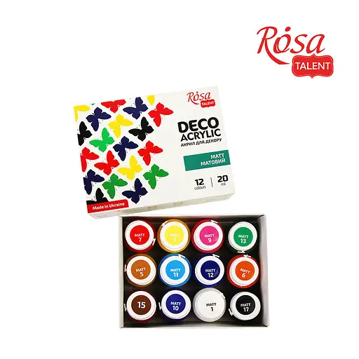 Акрилові фарби Rosa для декору матові 12 кол по 20 мл (4823098511717) - фото 4